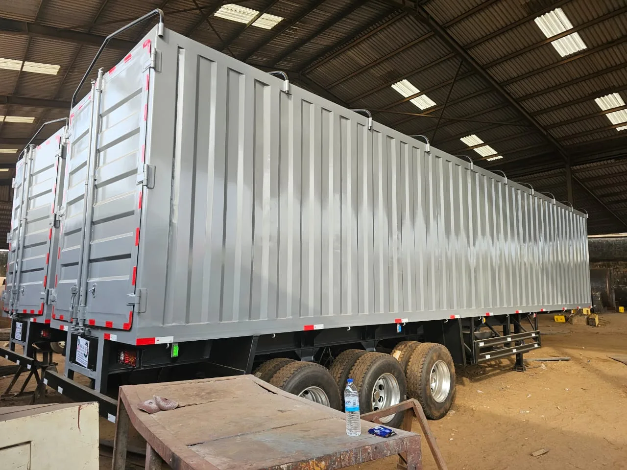 Box semi-trailer under workshop preparation