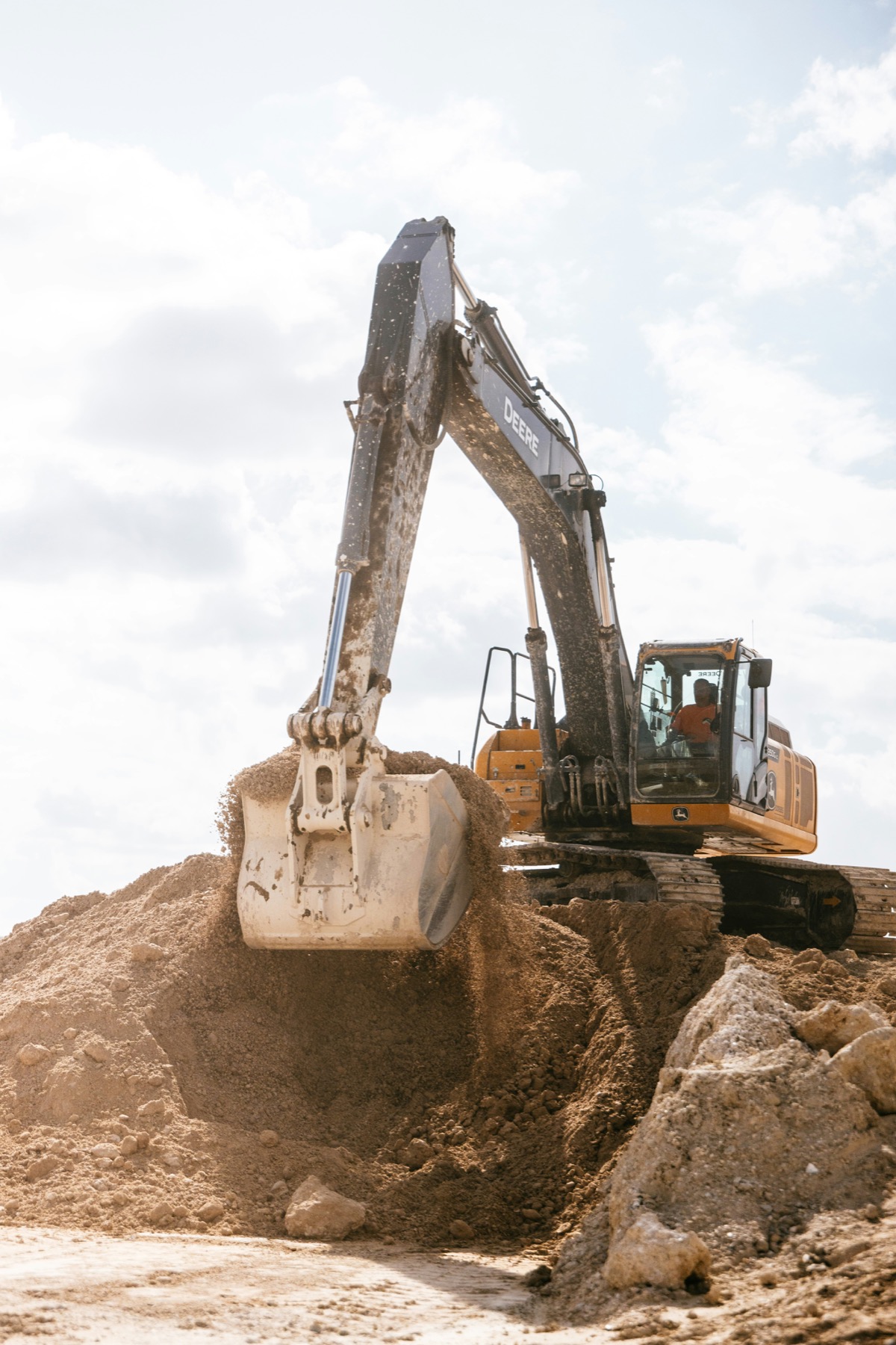 Heavy construction equipment working at a real jobsite